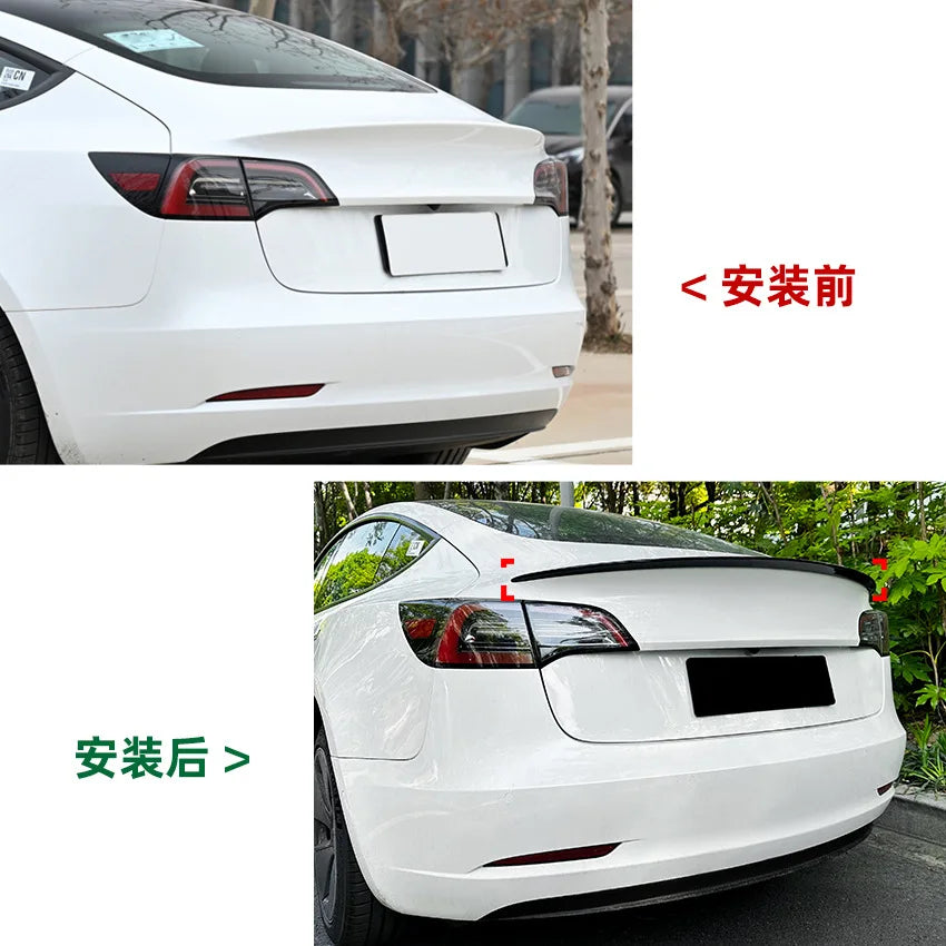 New For Tesla Model 3 Spoiler Original Factory P Style High-performance Styling Car Rear Trunk Wing Lip Carbon Fiber Splitter