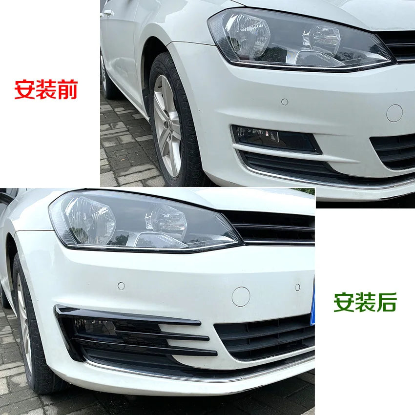 Car Front Bumper Fog Lamp Grille Covers Stickers For VW Golf MK7 2013-2016 Side Canards Fins Lip Splitters Air Trim Accessories