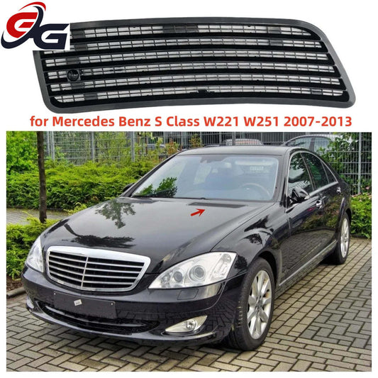 W221 Front Engine Hood Radiator Grills for Mercedes Benz S Class W251 2007-2013 Hood Air Outlet Grille Black Car Accessories