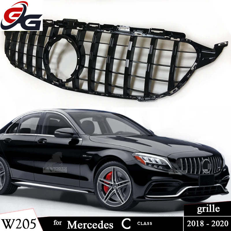 W205 Front Bumper GT Grill for Mercedes Benz C Class S205 A205 C205 2018-2020 C200 C250 C300 C350 C400 C450 C43 AMG Car Grille