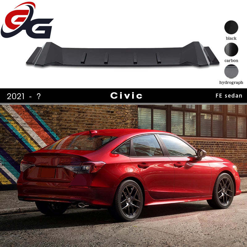 TypeR Style ABS Plastic Gloss Black Rear Roof Spoiler for Honda Civic 11th MK11 4-Door FE Sedan 2021 - ?