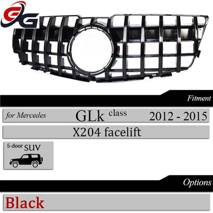 X204 GT Grilles Front Bumper Grill Mesh for Mercedes GLK Class 2012 - 2015 Diamond Black Silver Car Replacement Hood Mesh Grid