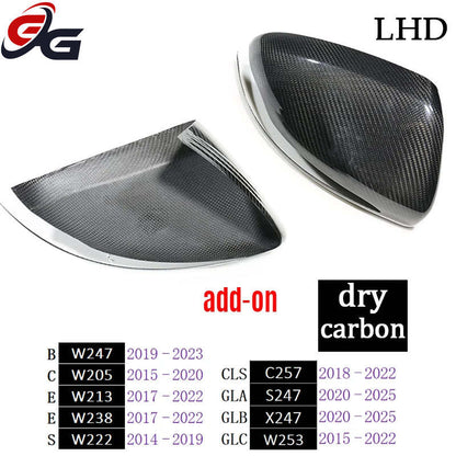 Car Dry Carbon Side Rearview Mirror Cover Trim for Mercedes B W247 C W205 E W213 W238 CLS C257 S W222 GLA H247 GLB X247 GLC W253