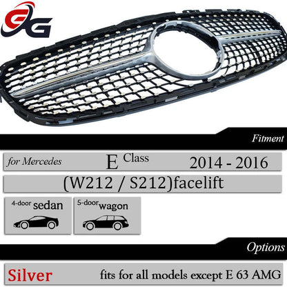 W212 Front Bumper Racing Grille Diamond for Mercedes E Class 4-Door Saloon 5-Door All-Terrain S212 2014-2016 E200 E250 E300 E400