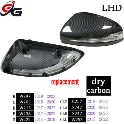 Car Dry Carbon Side Rearview Mirror Cover Trim for Mercedes B W247 C W205 E W213 W238 CLS C257 S W222 GLA H247 GLB X247 GLC W253