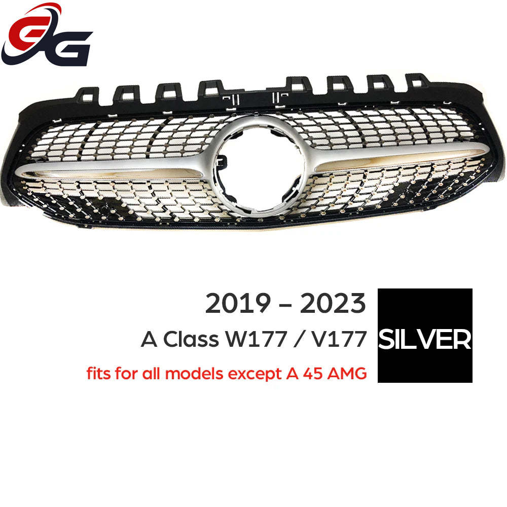 Car Front Bumper Racing Grille Diamond Grill for Mercedes Benz A-Class Hatchback W177 Sedan V177 2019-2025 A 200 A 250 A 35 AMG