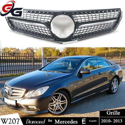 W207 Diamond Front Bumper Grille for Mercedes Benz E Class 2-Door Coupe C207 A207 2010-2013 E250 E300 E350 Grill Without Emblem