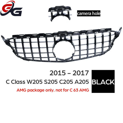 W205 Front Bumper GT Grill for Mercedes Benz C Class S205 A205 C205 2015 - 2017 C200 C250 C300 C350 C400 C450 C43 AMG Grille