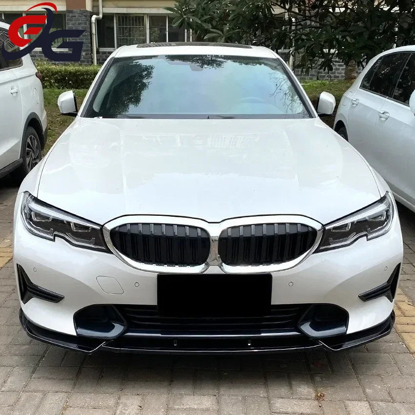 Car Front Bumper Lip Spoiler for BMW 3 Series G20 G21 320i 325i 2019 - 2022 Carbon Look & Black Diffuser Guard Body Kit Cover