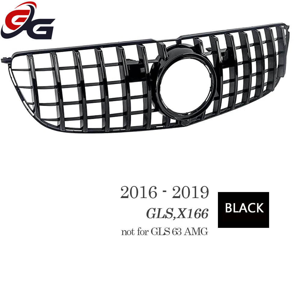 GT X166 Black Silver Front Bumper Grille for Mercedes GLS Class X166 2016 - 2019 GLS 400 GLS 450 GLS 500 Car Racing Grill Tuning