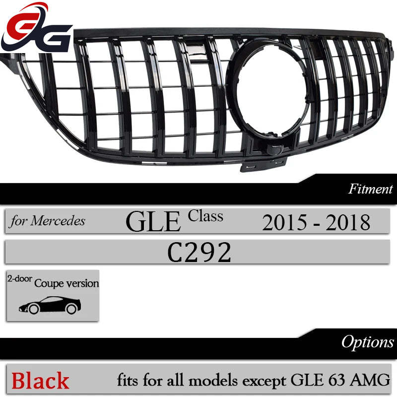 Front Grille Suitable for 2015-2018 Mercedes GLE300 GLE350 GLE400 GLE500 Coupe Only Car Upper Bumper Grill Hood Mesh Grid Grills