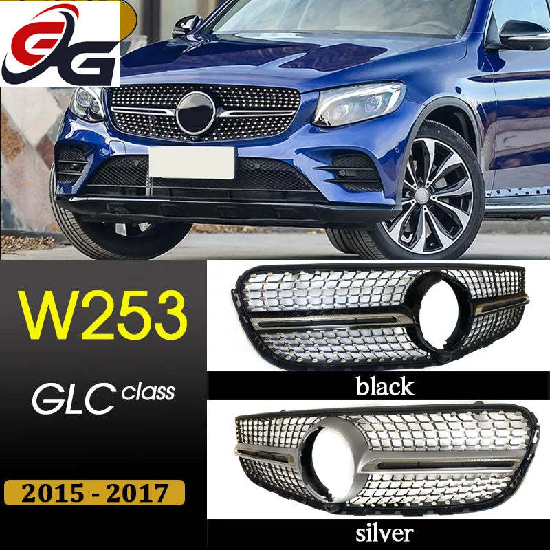 Suitable For Mercedes Benz GLC Class W253 X253 2015-2017 GT Grill Diamond Car Front Racing Center Grilles Upper Bumper Grille