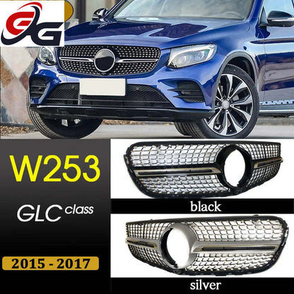 Suitable For Mercedes Benz GLC Class W253 X253 2015-2017 GT Grill Diamond Car Front Racing Center Grilles Upper Bumper Grille