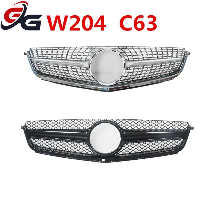 Front Upper Bumper Hood Mesh Grille for Mercedes Benz C Class W205 W204 C63 C63S AMG 2009+ Racing Grill Styling Car Accessories