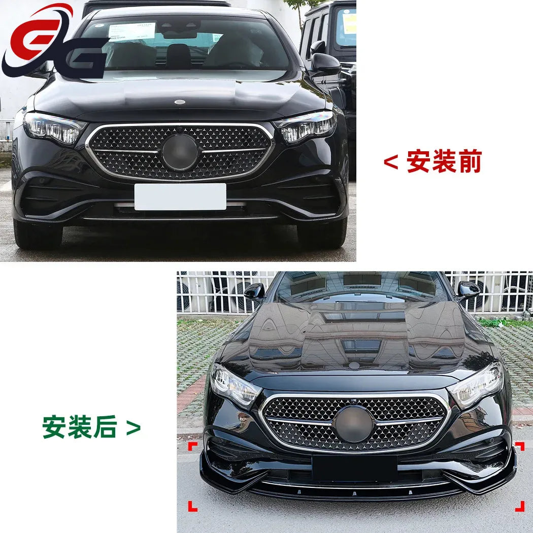 Front Bumper Lip Tim Protector Body Kit Cover for Mercedes Benz E Class W214 2024+ E260 E300 AMG Diffuser Car Accessories Tuning