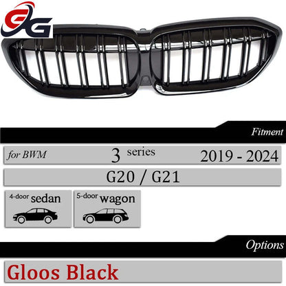 Car Front Numper Kidney Grilles Racing Grill for BMW 2019 - 2024 3 Series G20 4-Door Sedan G21 5-Door Estate 320i 325i 330d 335d