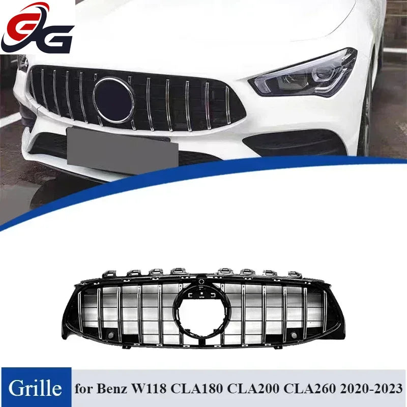 GT Style Front Bumper Grille Black Grill ABS for Mercedes Benz CLA Class W118 CLA180 CLA200 CLA260 2020-2023 Car Racing Grills