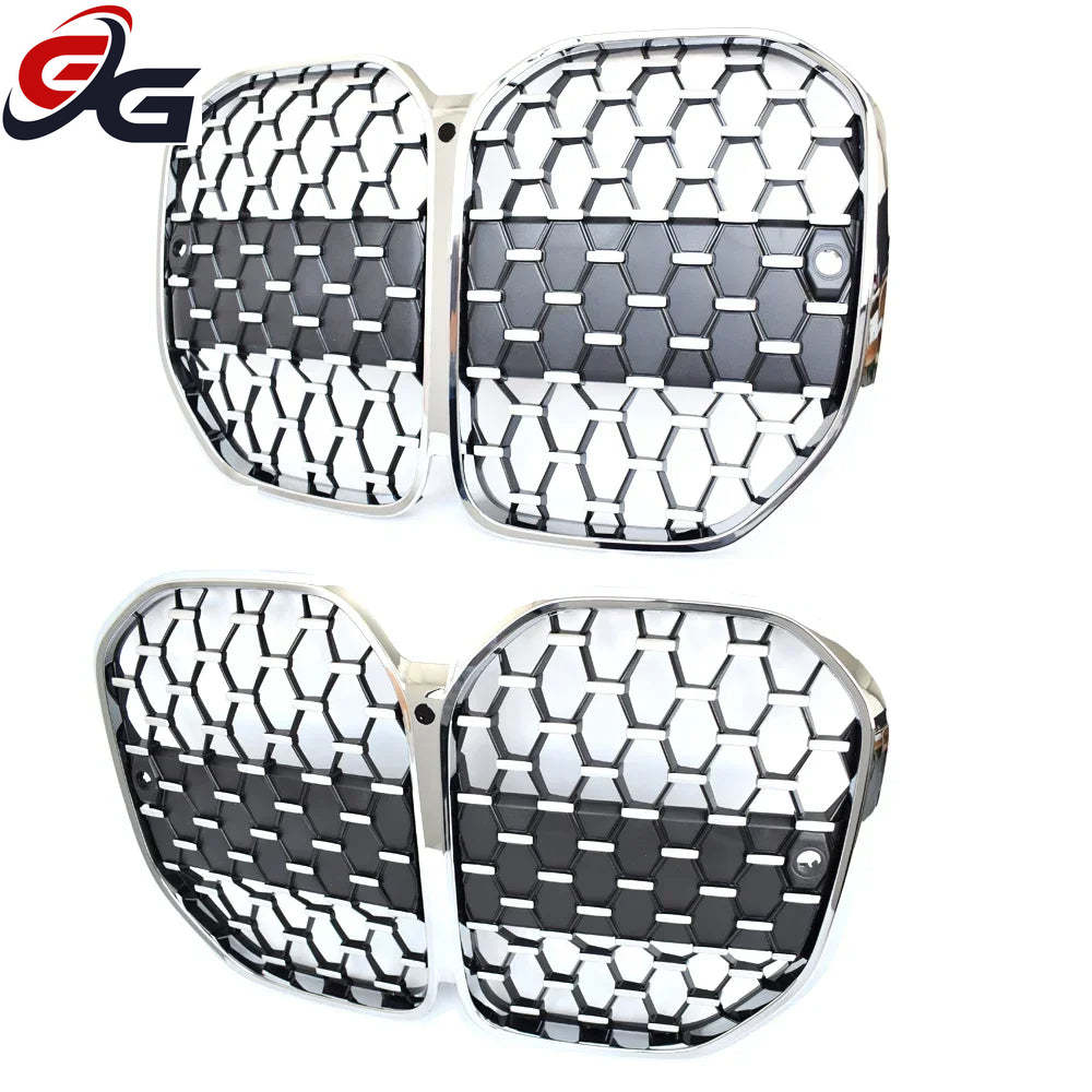 G22 Front Kidney Grill Silver Grille Replacement for 2021 -2026 BMW 4 Series G23 Convertible G26 I4 Gran Coupe 420i 440i Grrills