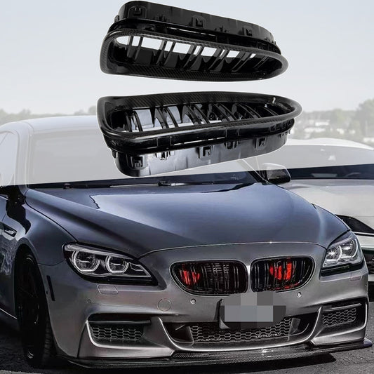 Real Carbon Fiber Framed Black Bumper Grill for 2011 - 2018 BMW 6 Series F12 Cabrio F13 Coupe F06 Gran Coupe & M6