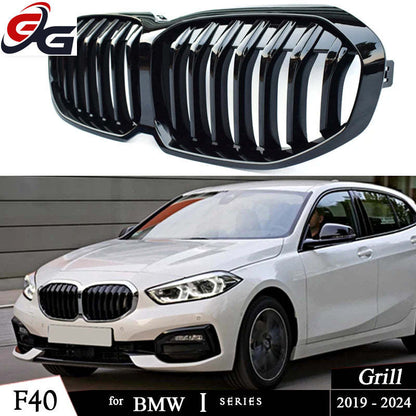 Car Front Kidney Grill Grille for BMW 1 Series 2019-2024 5-Door Hatchback F40 116i 118i 120i 128ti 116d 118d Gloss Black Grilles