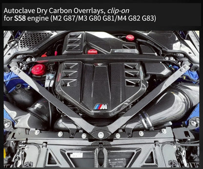 Autoclave Dry Carbon Fiber Engine Bay Battery Cover Radiator Intake Cover Strut Bar Water Splash Guard For BMW M2 G87 M3 G80 G81 M4 G82 G83 (S58 Engine) | Clip-On