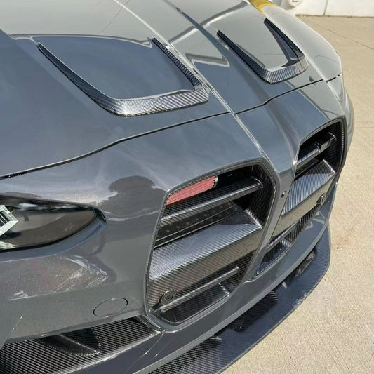 3×3 3K Twill Weave Dry Carbon Fiber Hood Vent Trim Cover for G80 M3 & G82 M4 (Stick-on)