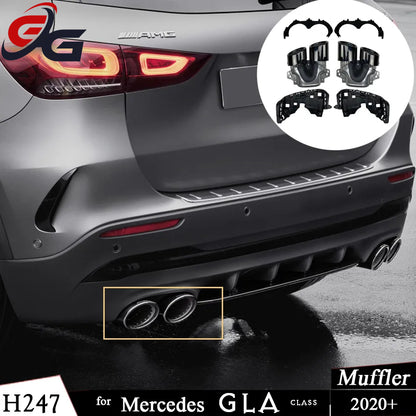 Car Rear Muffler Exhaust Cutters for Mercedes Benz GLA Class H247 GLA200 220 250 GLA35 Up to GLA45 AMG Tips Pipe Bracket Trim