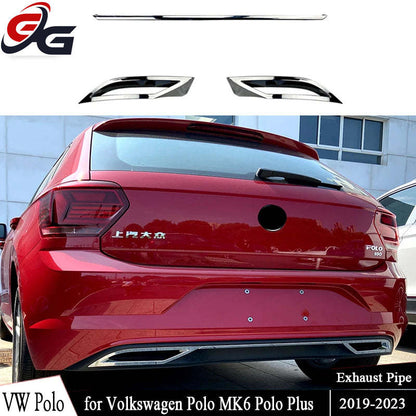 3Pcs Black Rear Bumper Diffuser Lip Spoile For Volkswagen for VW Polo MK6 Polo Plus 2018+ Air Outlet Exhaust Strip Cover Trim