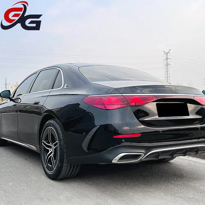 Car Rear Bumper Splitter Canards Body Kit Cover Protector for Mercedes Benz E-Class W214 2024+E260 E300 AMG Sticker Accessories