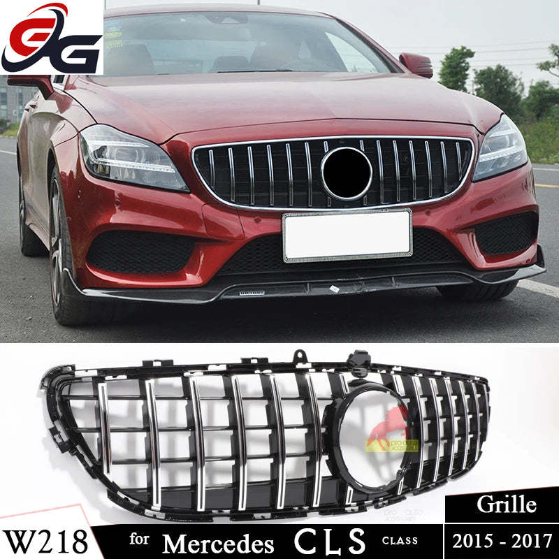 Front Bumper GT Grille suitable for Mercedes CLS Class W218 X218 2015 - 2017 CLS 400 CLS 350 CLS 500 Black Silver Racing Grill