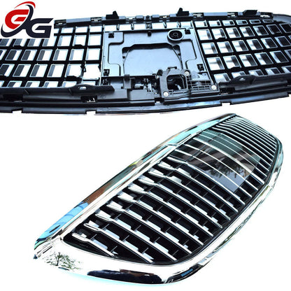 W222 Front Bumper Grille Chrome Grill High Glossy Grills for Mercedes S Class 4-Door Sedan Pullman V222 2014-2019 S350 S500 S600