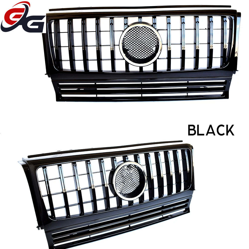 Front Bumper Centre Hood Grill Black Silver Grille for Mercedes G Class G Wagon W463 1990-2017 G350 G450 G500 Except G63 G65 AMG