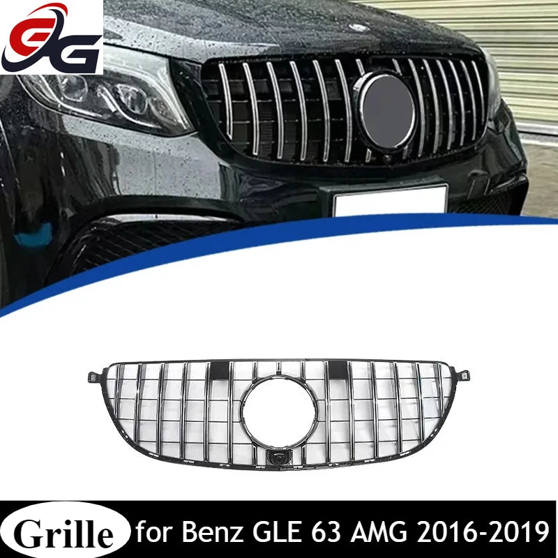 GT Style Front Bumper Grille Grill for Mercedes Benz Real GLE 63 AMG 2016-2019  Racing Grills Styling Car Accessories