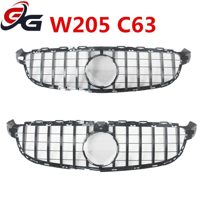 Front Upper Bumper Hood Mesh Grille for Mercedes Benz C Class W205 W204 C63 C63S AMG 2009+ Racing Grill Styling Car Accessories