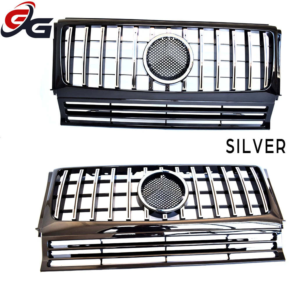 Front Bumper Centre Hood Grill Black Silver Grille for Mercedes G Class G Wagon W463 1990-2017 G350 G450 G500 Except G63 G65 AMG