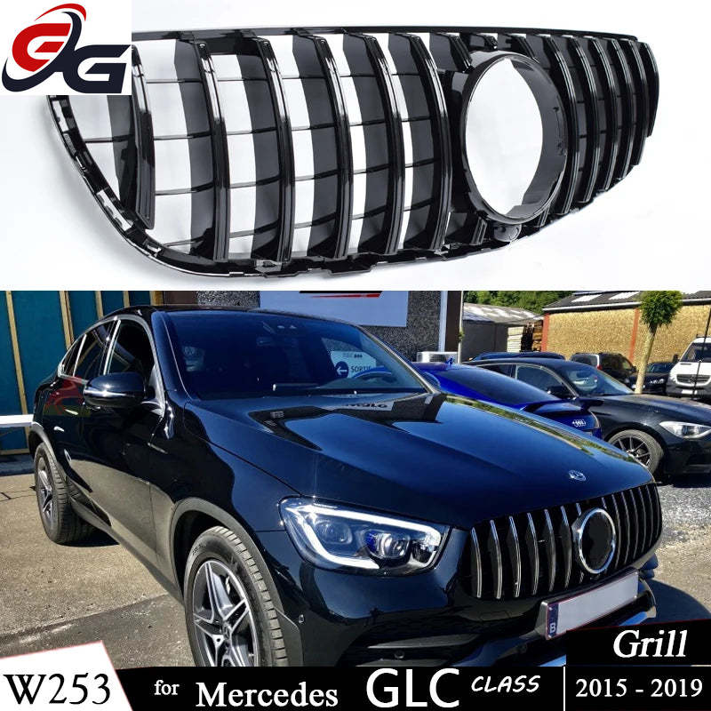 Car Front Racing Center Grilles For Mercedes Benz X253 W253 GLC Class GT Style Grill Front Bumper Grille Without logo 2015-2019