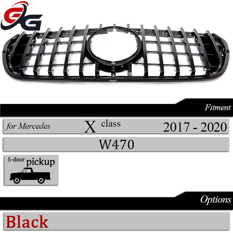 W407 Grills GTR Style Front Bumper Grill for Mercedes X Class 2017-2020 X220d X250d X350d Radiator Grille Mesh Grid Accessories