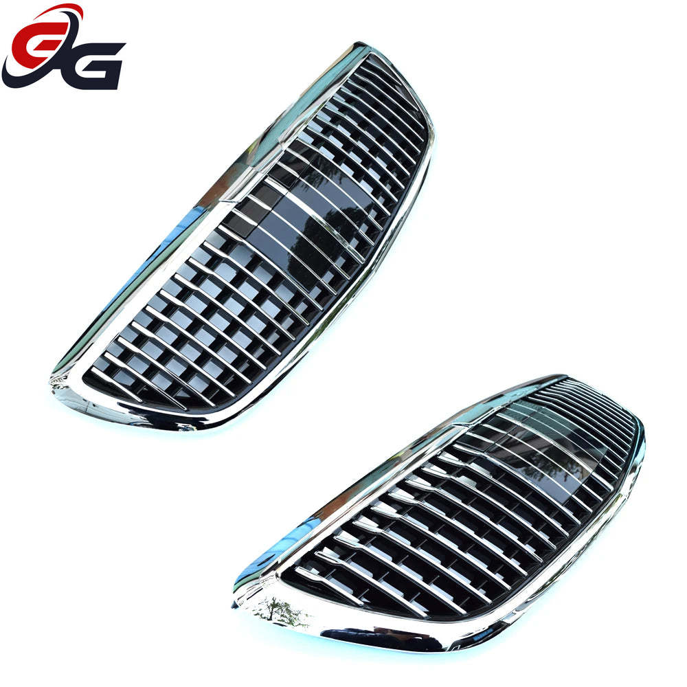 W222 Front Bumper Grille Chrome Grill High Glossy Grills for Mercedes S Class 4-Door Sedan Pullman V222 2014-2019 S350 S500 S600