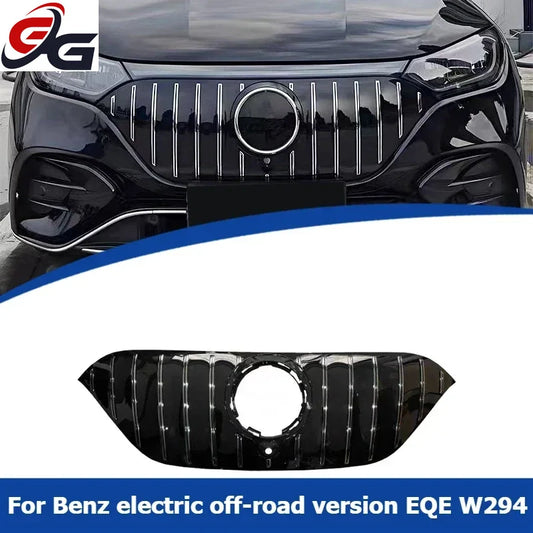 Front Bumper Grill Black GT Grille for Mercedes Benz Electric Off-road Version EQE W294 Vertical Racing Grills Car Styling