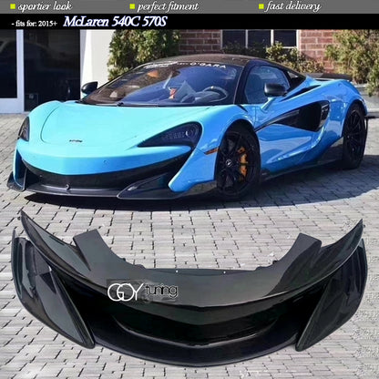 600LT Type 3*3 3K Twill Carbon Fiber Front Bumper Lio Chin Spoiler + Splitters Fit For McLaren 2015+ 540C & 570S