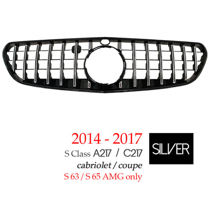 Black Silver Replacement Front Bumper GTR Panamericana Grille For Mercedes S Class A217 Cabrio & C217 Coupe 2-Door 2014 - 2021