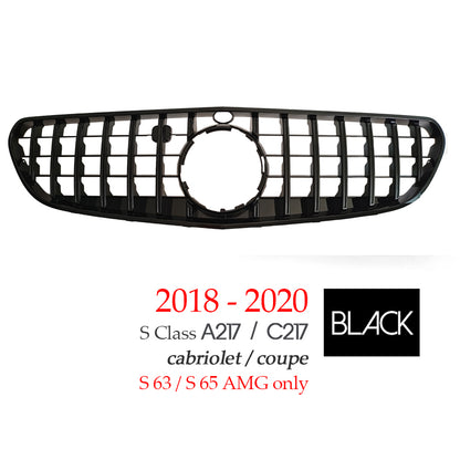 Black Silver Replacement Front Bumper GTR Panamericana Grille For Mercedes S Class A217 Cabrio & C217 Coupe 2-Door 2014 - 2021