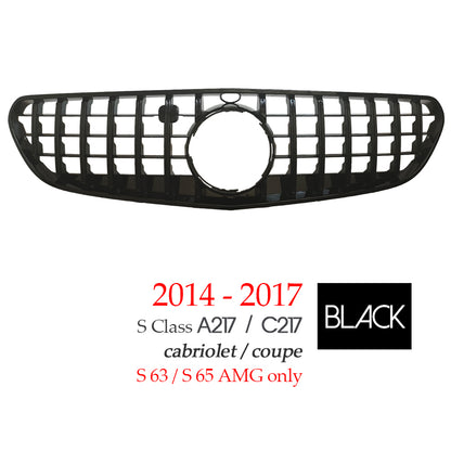 Black Silver Replacement Front Bumper GTR Panamericana Grille For Mercedes S Class A217 Cabrio & C217 Coupe 2-Door 2014 - 2021